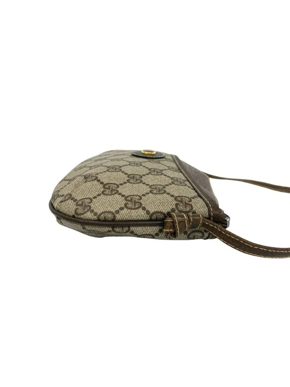 Gucci Vintage GG Logo Leather Mini Shoulder Bag Pochette Crossbody Brown